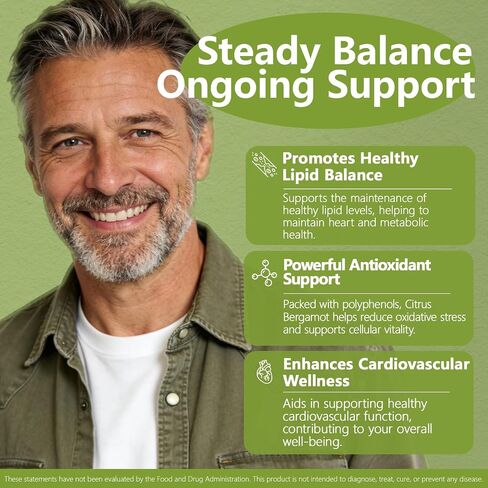 Citrus Bergamot Supplement 1000mg, Standardized 38% Polyphenols High-Potency Extract for Heart & Metabolic Wellness, Antioxidant-Rich Formula, Non-GMO, Made in USA, 90 Vegan Capsules in Kuwait