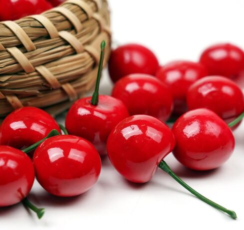 30 Pcs Fake Cherries, 30mm/1.18 Inch Artificial Red Cherry, Simulation Lifelike Fake Fruit for Home Kitchen Dining Decoration in Kuwait
