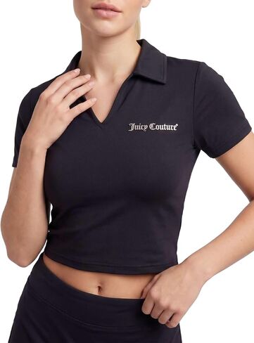 Juicy Couture Women's Cropped Polo Shirts Short Sleeve V Neck Dry Fit Golf Athletic Workout Gym Crop Top Collared Trendy Tops in Kuwait