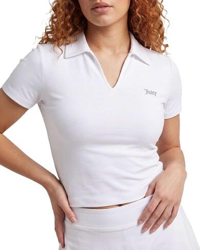 Juicy Couture Women's Cropped Polo Shirts Short Sleeve V Neck Dry Fit Golf Athletic Workout Gym Crop Top Collared Trendy Tops in Kuwait