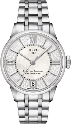 ساعة تيسوت للنساء Tissot Chemin des Tourelles Powermatic 80 Lady 316L بهيكل من الفولاذ المقاوم للصدأ أوتوماتيكية، رمادي، ستانلس ستيل، 16 (T0992071111800) in Kuwait