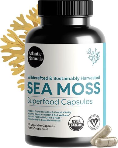 Sea Moss with Shilajit 5-in-1 Superfood Capsules - Sea Moss Supplement with Bladderwrack, Burdock Root & Black Pepper - Enhanced Absorption & Vitality - 2705 mg per Serving (60 ct) in Saudi Arabia