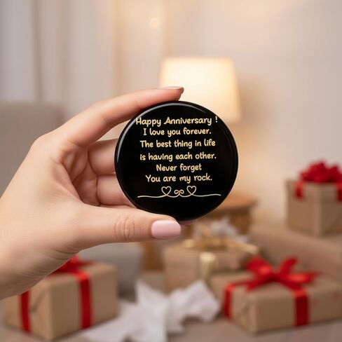 Happy Anniversary Stone, Natural Healing Crystal Gemstone Black Obsidian with Engraved Happy Anniversary Gifts, Heartwarming You are My Rock Wedding Presents for Decorative Anniversary in Saudi Arabia