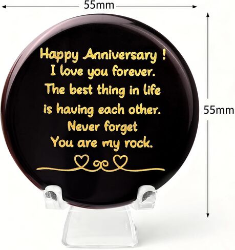 Happy Anniversary Stone, Natural Healing Crystal Gemstone Black Obsidian with Engraved Happy Anniversary Gifts, Heartwarming You are My Rock Wedding Presents for Decorative Anniversary in Saudi Arabia