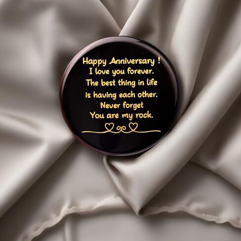 Happy Anniversary Stone, Natural Healing Crystal Gemstone Black Obsidian with Engraved Happy Anniversary Gifts, Heartwarming You are My Rock Wedding Presents for Decorative Anniversary in Saudi Arabia