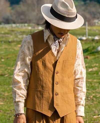 Vintage Men's Linen Lightweight Vest Casual Cotton Linen Blend Classic Design Groomsmen Waistcoat Summer in Saudi Arabia