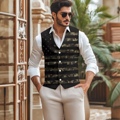 TOADDITDO V- Neck Suit Vest for Men Business Formal Dress Waistcoat Button Down Vests for Tuxedo in Saudi Arabia