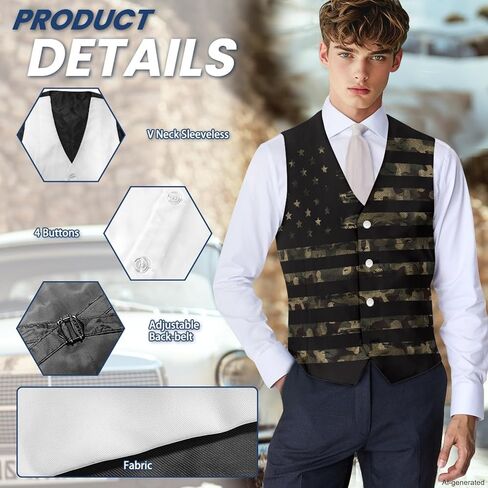 TOADDITDO V- Neck Suit Vest for Men Business Formal Dress Waistcoat Button Down Vests for Tuxedo in Saudi Arabia
