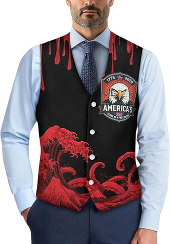 TOADDITDO V- Neck Suit Vest for Men Business Formal Dress Waistcoat Button Down Vests for Tuxedo in Saudi Arabia