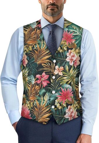 TOADDITDO V- Neck Suit Vest for Men Business Formal Dress Waistcoat Button Down Vests for Tuxedo in Saudi Arabia