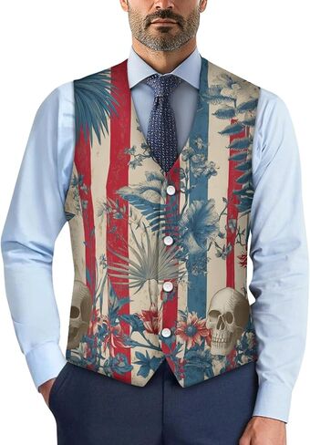 TOADDITDO V- Neck Suit Vest for Men Business Formal Dress Waistcoat Button Down Vests for Tuxedo in Saudi Arabia