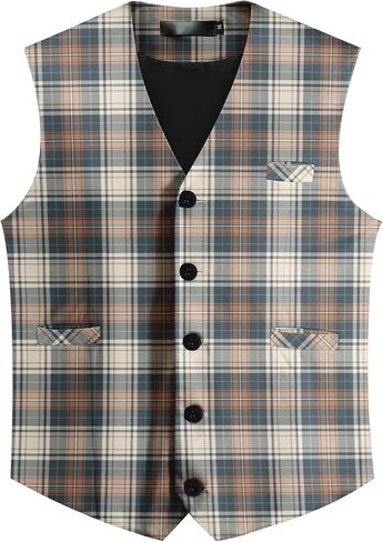 Allthemen Mens Suit Vest Business Plaid Dress Vest in Saudi Arabia