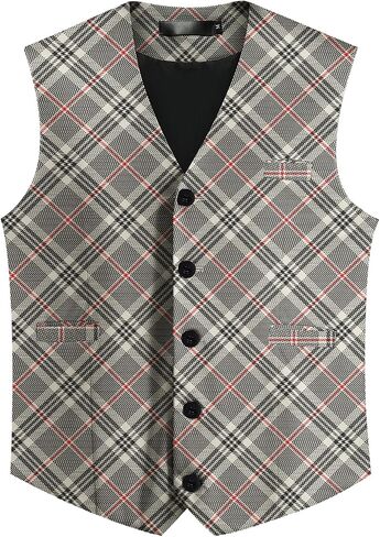 Allthemen Mens Suit Vest Business Plaid Dress Vest in Saudi Arabia