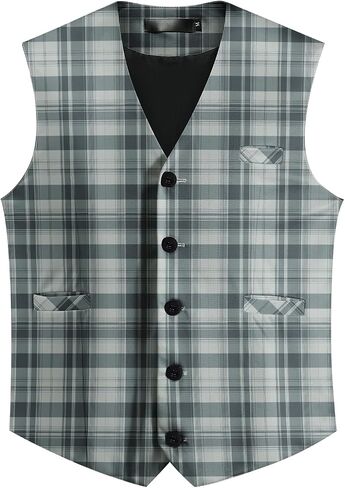 Allthemen Mens Suit Vest Business Plaid Dress Vest in Saudi Arabia