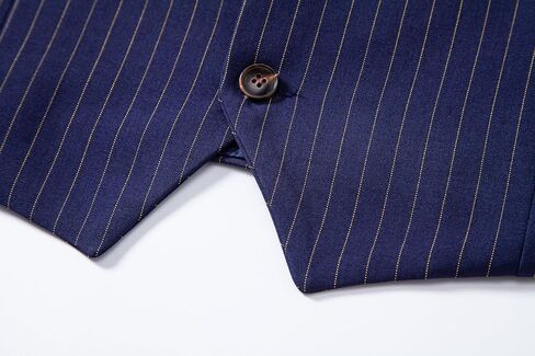 Mens Suit Vest Formal Casual Dress Vest with 3 Pockets Business Wedding Pinstripe Tuxedo Waistcoat Vest for Men in Kuwait