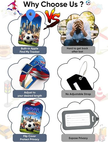 Luggage Tags Built-in Anti-Loss Tracker, Luxury Leather Luggage Tags for Suitcase, Travel Bags, Backpacks, Travel Organizer for Lost Baggage Prevention (Landmark) in Kuwait