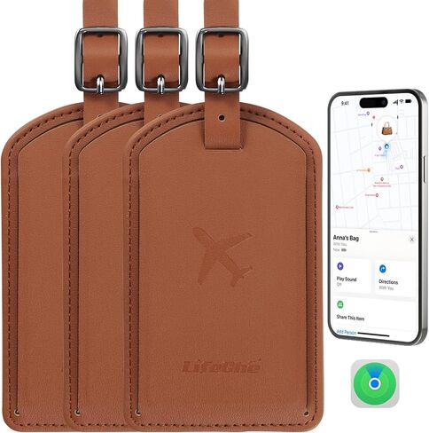 Luggage Tags Built-in Anti-Loss Tracker, Luxury Leather Luggage Tags for Suitcase, Travel Bags, Backpacks, Travel Organizer for Lost Baggage Prevention (Landmark) in Kuwait