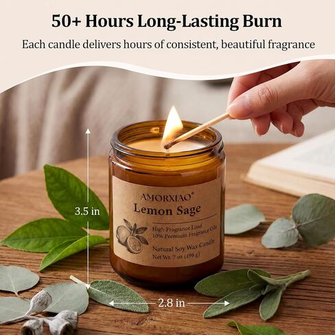 6 Pack Scented Candles for Home Scented: Soy Candles for Women Men, 42oz 300H Burning Aromatherapy Candle Set, Jar Candle Gift Set for Birthday, Scents of Eucalyptus/Sage/Cherry/Ocean/Melon/Vanilla in Saudi Arabia