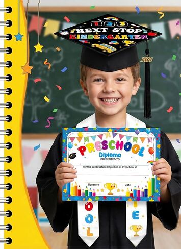 5th Grade Prechool Kindergarten Graduate Set, Graduation Cap and Colorful Letter Sash with Diploma Certificate in Kuwait