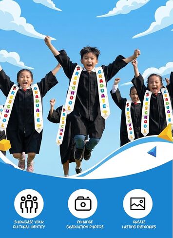 5th Grade Prechool Kindergarten Graduate Set, Graduation Cap and Colorful Letter Sash with Diploma Certificate in Kuwait