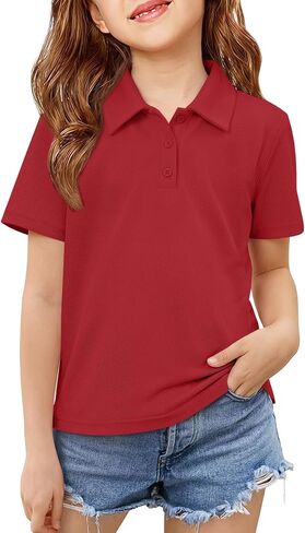 Girls Collared School Uniform Polo Shirts Kid Short Sleeve Pique Polo Shirt in Saudi Arabia