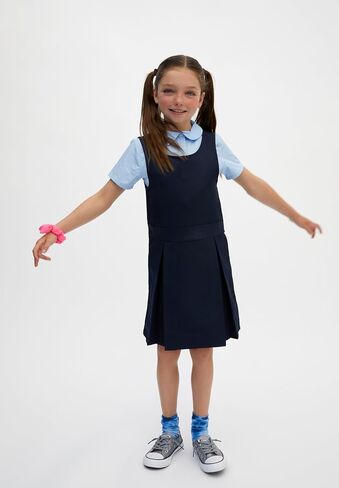 French Toast Girls' Box Pleat Round Neck Sleeveless Dress in Kuwait