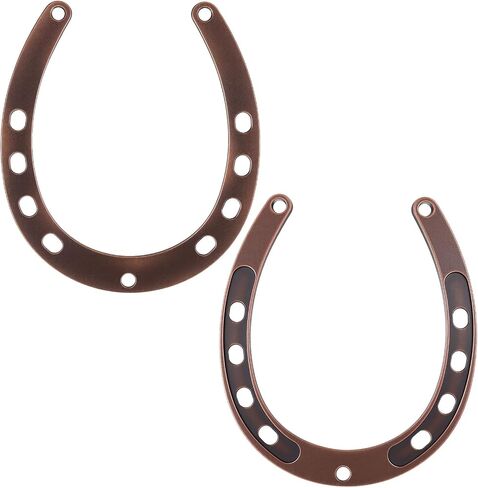Hecila 2PCS Cast Iron Horse Shoes for Decorations Cast Iron Horseshoe Wall Decor Good Lucky Horseshoe Medium Horseshoes 5 Holes On Each Side for Indoor Outdoor Cowboy Western Wedding Favors Supplies in Kuwait