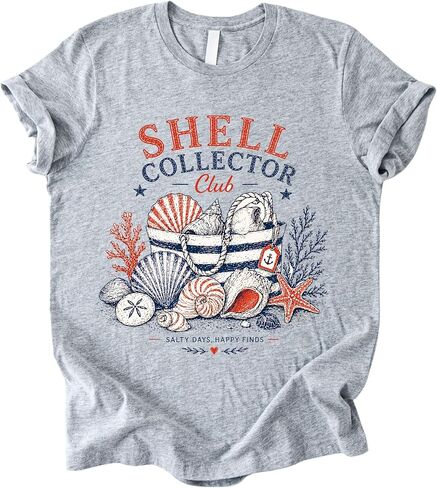 Shell Collector Club Coastal Beach Graphic T-Shirt Seashell Lover Summer Vacation Tee for Women Men in Kuwait