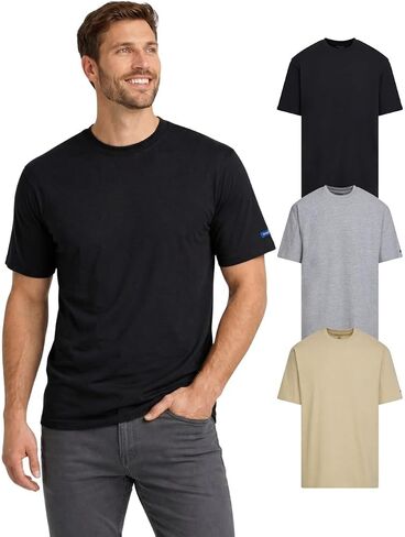 Wrangler Big and Tall T-Shirts for Men, 3 Pack Cotton Men Big and Tall T Shirt, Relaxed Fit Mens Tees in Kuwait