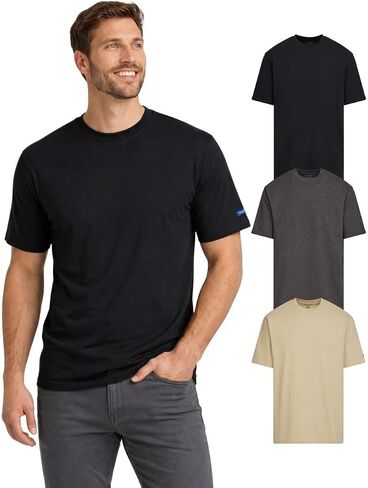 Wrangler Big and Tall T-Shirts for Men, 3 Pack Cotton Men Big and Tall T Shirt, Relaxed Fit Mens Tees in Kuwait