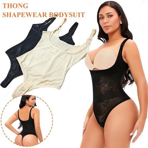 بدلة الجسم Werena Thong للنساء للتحكم في البطن، صدر مفتوح، مشكل الجسم، أنحف، ثونغ in Kuwait