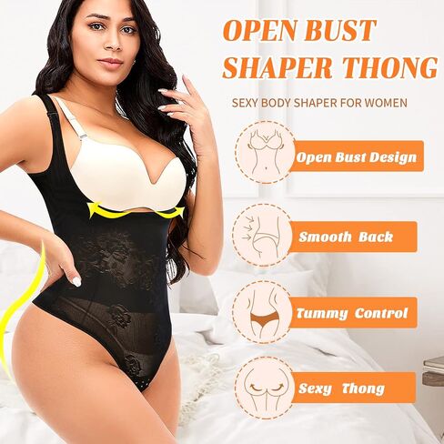 بدلة الجسم Werena Thong للنساء للتحكم في البطن، صدر مفتوح، مشكل الجسم، أنحف، ثونغ in Kuwait