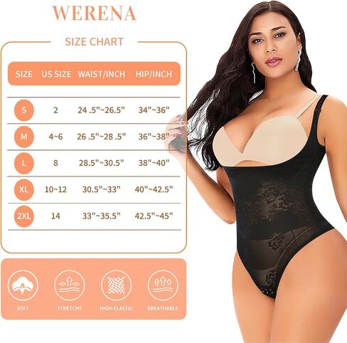 بدلة الجسم Werena Thong للنساء للتحكم في البطن، صدر مفتوح، مشكل الجسم، أنحف، ثونغ in Kuwait