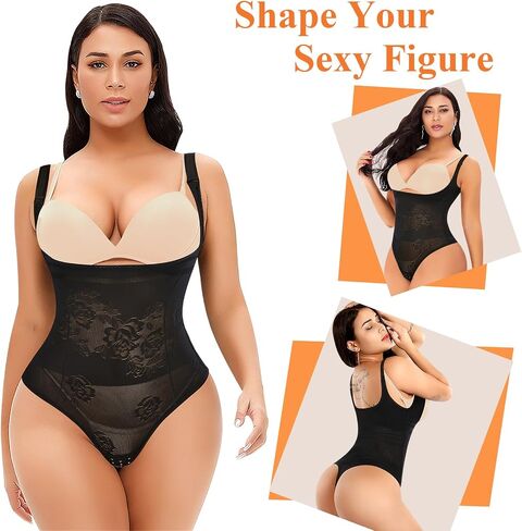 بدلة الجسم Werena Thong للنساء للتحكم في البطن، صدر مفتوح، مشكل الجسم، أنحف، ثونغ in Kuwait