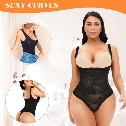 بدلة الجسم Werena Thong للنساء للتحكم في البطن، صدر مفتوح، مشكل الجسم، أنحف، ثونغ in Kuwait