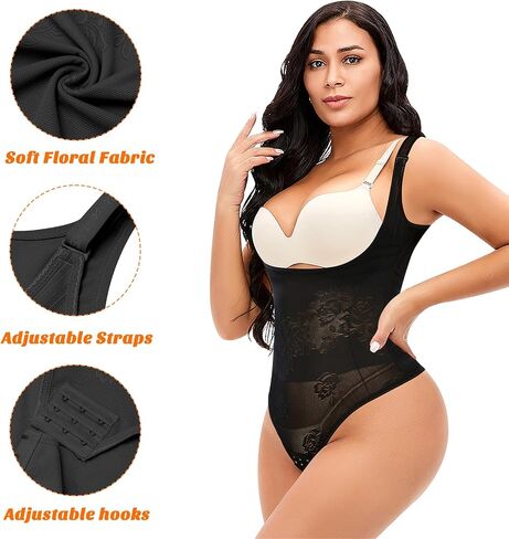 بدلة الجسم Werena Thong للنساء للتحكم في البطن، صدر مفتوح، مشكل الجسم، أنحف، ثونغ in Kuwait