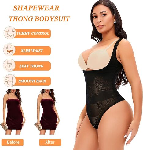 بدلة الجسم Werena Thong للنساء للتحكم في البطن، صدر مفتوح، مشكل الجسم، أنحف، ثونغ in Kuwait