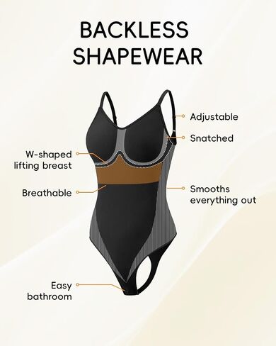 Backless Thong Shapewear for Women with Tummy Control, Seamless Sculpting Bodysuit for Daily and Workouts in Saudi Arabia