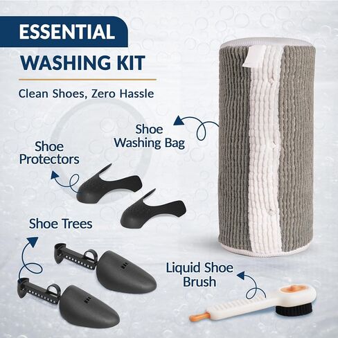 XL Tennis Shoe Washing Machine Bag with Magnetic Zipper Protection │ Reusable Laundry Shoe Cleaning Bag for Sneakers - Deep Cleans Without Damage │ Washer & Dryer Safe │ 7 in 1 Essential Wash Bundle in Kuwait