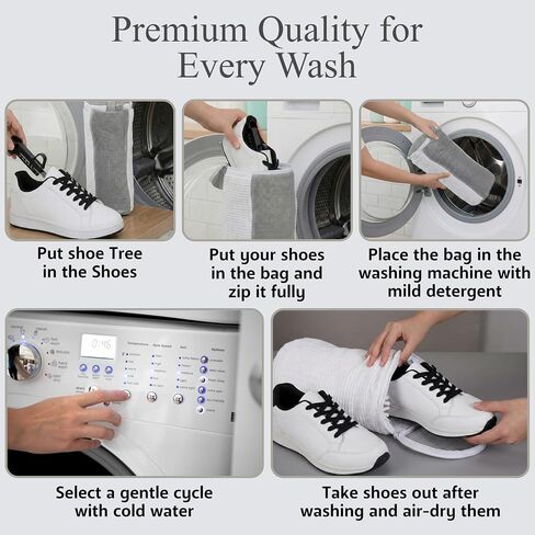 Shoe Washing Machine Bag, 2 Pcs Cylindrical Laundry Shoe Bag for Washer and Dryer with Adjustable Shoe Trees, 360 Deep Cleaning Sneaker Washing Bag with Zipper, Fits All Shoe Types and Sizes, White in Saudi Arabia