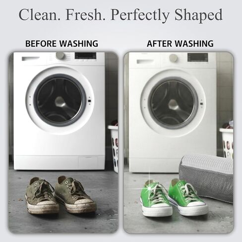 Shoe Washing Machine Bag, 2 Pcs Cylindrical Laundry Shoe Bag for Washer and Dryer with Adjustable Shoe Trees, 360 Deep Cleaning Sneaker Washing Bag with Zipper, Fits All Shoe Types and Sizes, White in Saudi Arabia