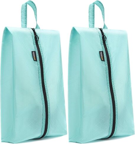 2 Pack Shoe Bags for Travel, Water-Resistant Organizers, Cyan | 100D Composite Nylon, Translucent Design, Large Capacity, Odor and Dust Protection For Gym, Soccer, Golf, Tennis, Baseball in Saudi Arabia