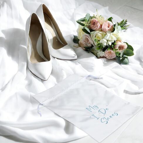 Bride Shoe Bag 11" x 9" Satin Wedding Shoe Storage Pouch with Drawstring Bridal Shower Gifts for Engagement Honeymoon in Kuwait