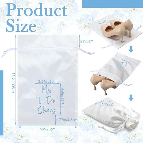 Bride Shoe Bag 11" x 9" Satin Wedding Shoe Storage Pouch with Drawstring Bridal Shower Gifts for Engagement Honeymoon in Kuwait