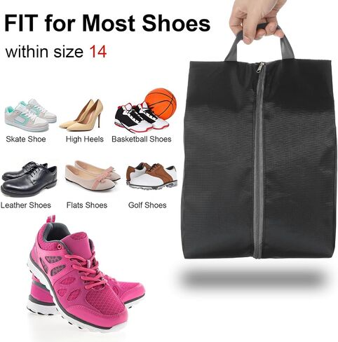 Shoe Bags for Travel, 12 Pack Large Waterproof Portable Shoe Bags with Zipper for Storage and Packing, Travel Essentials for Women and Men (Black) in Kuwait
