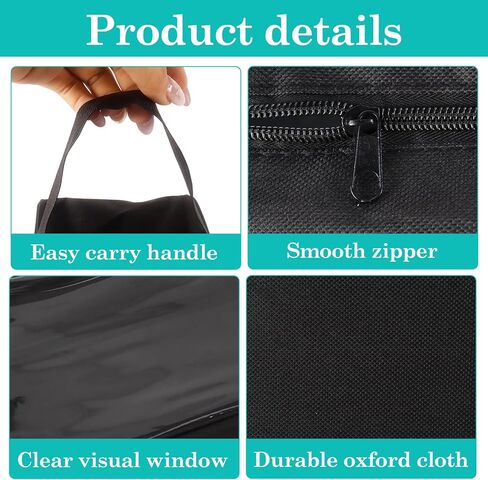 Klmnop 4 Pack Soccer Shoe Bag, Soccer Cleats Bag Fits Up to US Men's Size 13, Oxford Carrying Case with Clear Front Window & Handle, Zippered Sports Shoe Organizer for Track & Team Sports(Black) in Kuwait