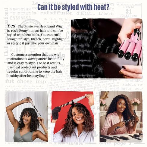 Headband Wig Human Hair For Black Women 16 Inch Curly Wavy Headband Wigs 200% Density Human Hair No Lace Deep Curly Headband Wigs Natural Black Color in Kuwait