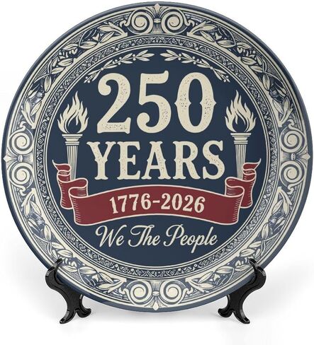 USA 250th Decorative Plates Home Decor, We The People 250th Commemorative Display Ceramic Plate for Hallway Console Side Table, Patriotic Party Supplies, Commemorative Gifts, 8 Inch in Kuwait