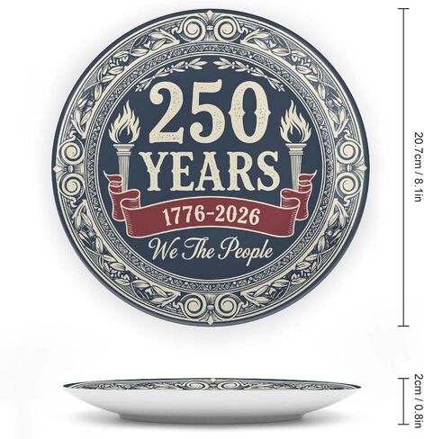 USA 250th Decorative Plates Home Decor, We The People 250th Commemorative Display Ceramic Plate for Hallway Console Side Table, Patriotic Party Supplies, Commemorative Gifts, 8 Inch in Kuwait
