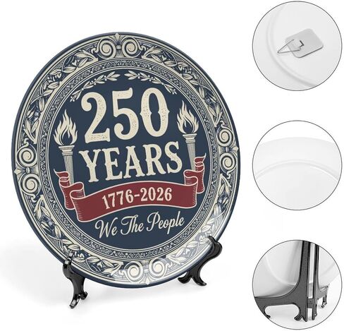 USA 250th Decorative Plates Home Decor, We The People 250th Commemorative Display Ceramic Plate for Hallway Console Side Table, Patriotic Party Supplies, Commemorative Gifts, 8 Inch in Kuwait